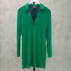 Staud Vibrant Green Long Sleeve Mesh Dress